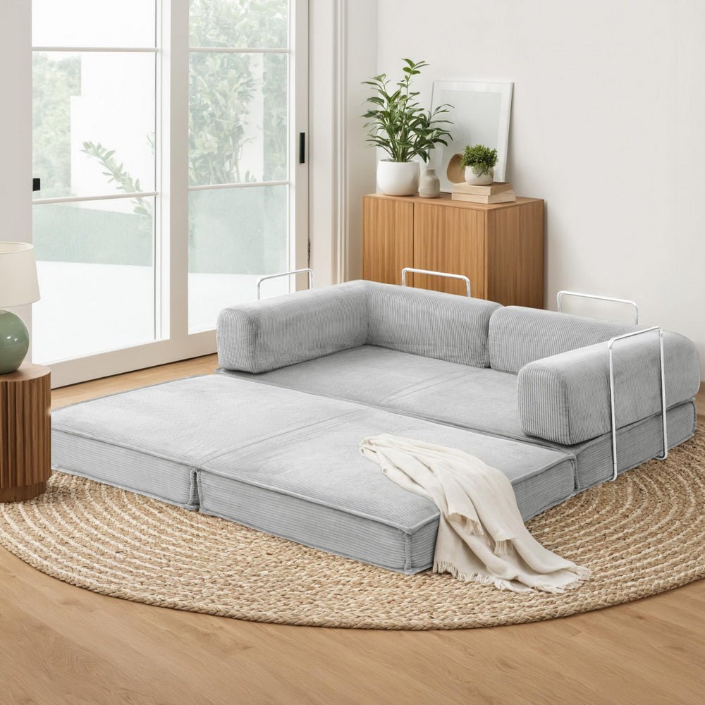 Convertible Folding Sofa Bed Grey - Furniture > Sofas > Sofas & Sofa Beds - Rivercity House & Home Co. (ABN 18 642 972 209) - Affordable Modern Furniture Australia