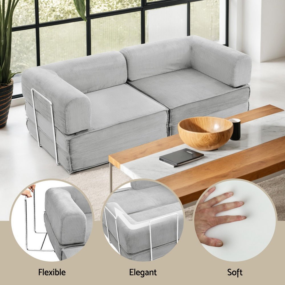 Convertible Folding Sofa Bed Grey - Furniture > Sofas > Sofas & Sofa Beds - Rivercity House & Home Co. (ABN 18 642 972 209) - Affordable Modern Furniture Australia