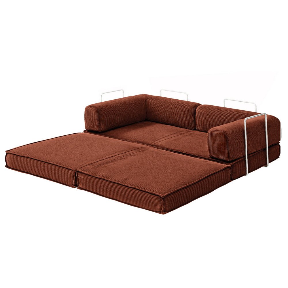 Convertible Folding Sofa Bed Orange - Furniture > Sofas > Sofas & Sofa Beds - Rivercity House & Home Co. (ABN 18 642 972 209) - Affordable Modern Furniture Australia
