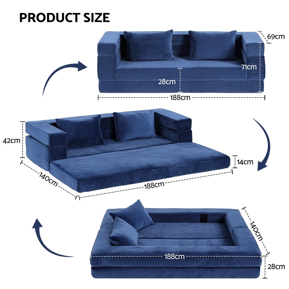 Convertible Folding Sofa Bed Pull Out Mattress Foldable Lounge Couch Chair - Furniture > Sofas > Sofas & Sofa Beds - Rivercity House & Home Co. (ABN 18 642 972 209) - Affordable Modern Furniture Australia