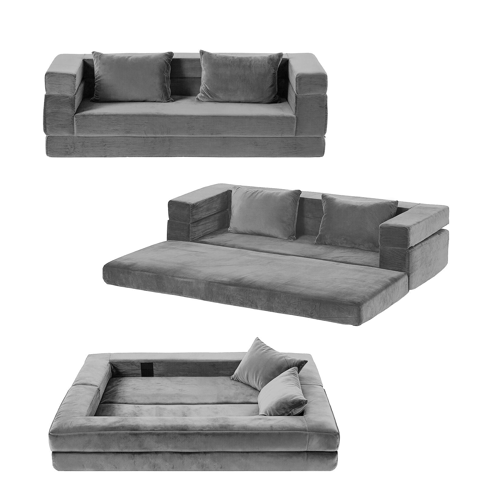 Convertible Folding Sofa Bed Pull Out Mattress Foldable Lounge Couch Grey - Furniture > Sofas > Sofas & Sofa Beds - Rivercity House & Home Co. (ABN 18 642 972 209) - Affordable Modern Furniture Australia
