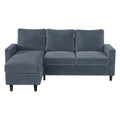 Convertible L-Shaped Sectional Sofa with Ottoman Chaise - Dark Grey
