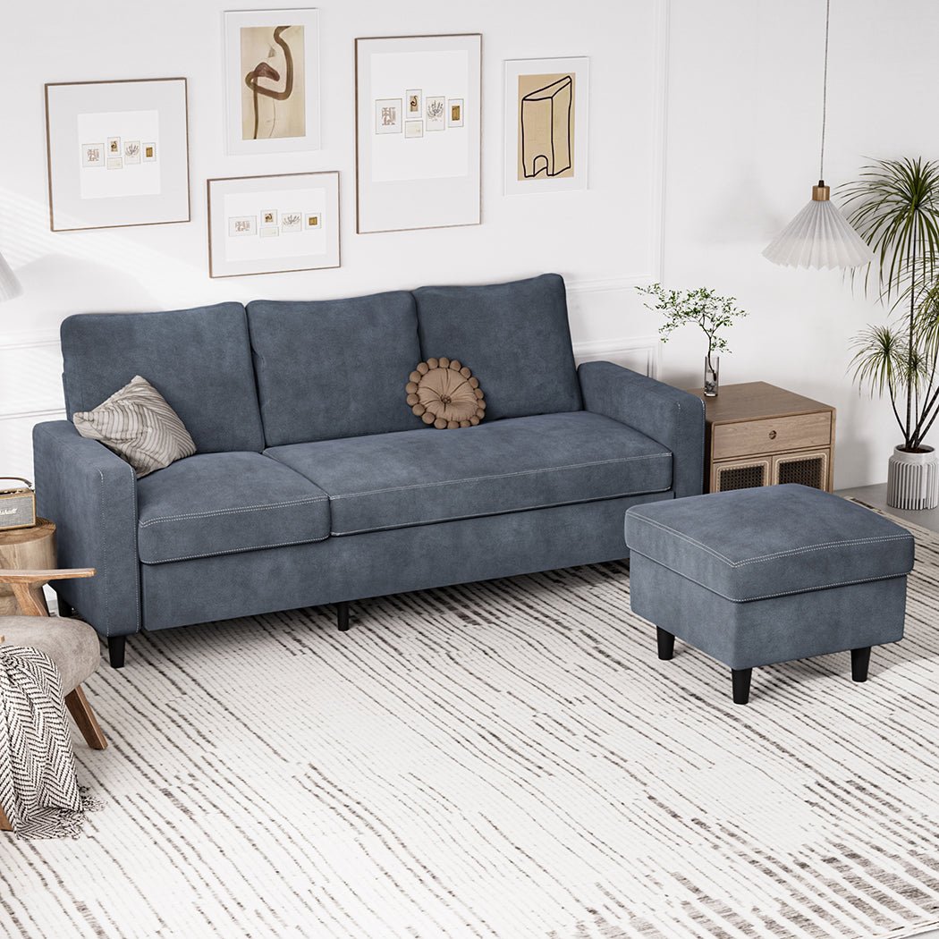 Convertible L - Shaped Sectional Sofa with Ottoman Chaise - Dark Grey - Rivercity House & Home Co. (ABN 18 642 972 209) - Affordable Modern Furniture Australia