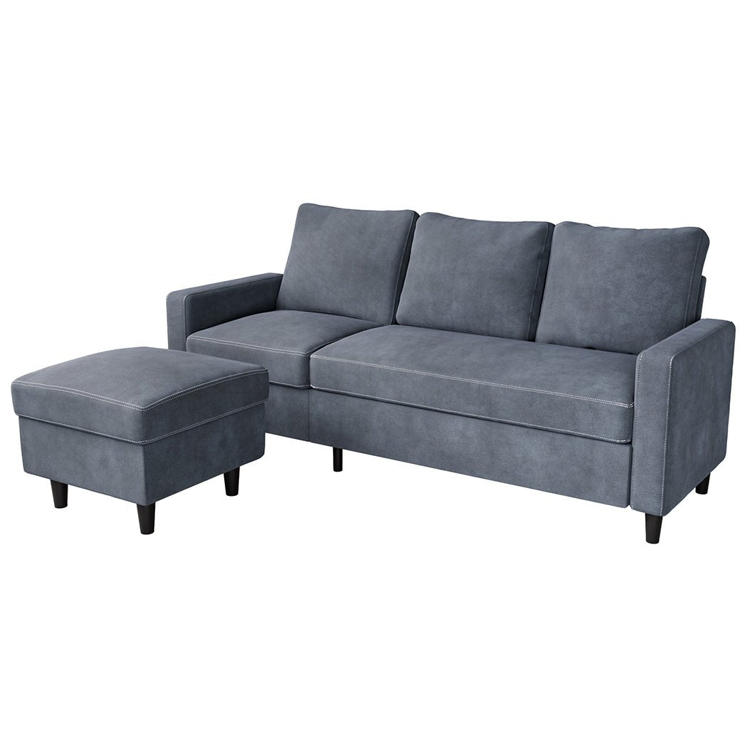 Convertible L - Shaped Sectional Sofa with Ottoman Chaise - Dark Grey - Rivercity House & Home Co. (ABN 18 642 972 209) - Affordable Modern Furniture Australia