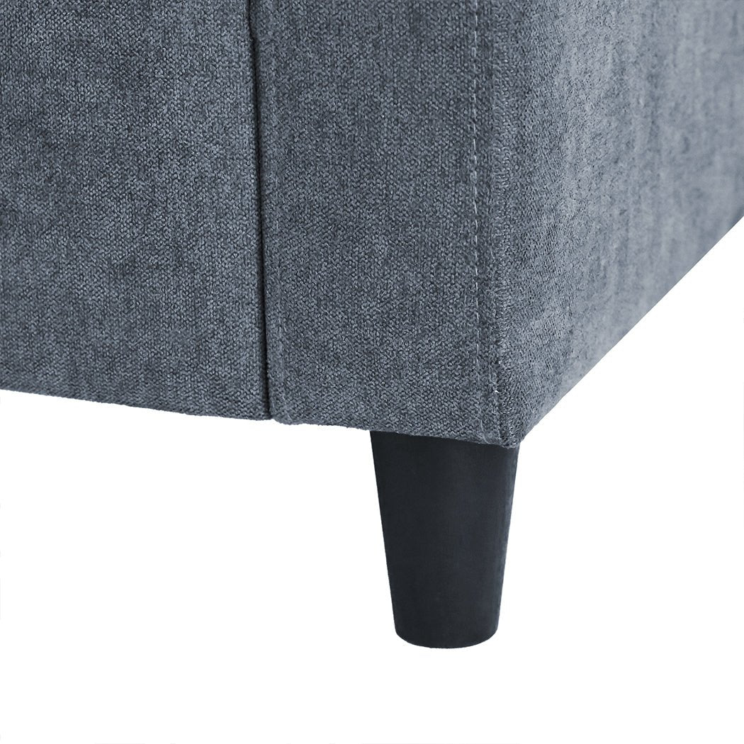 Convertible L - Shaped Sectional Sofa with Ottoman Chaise - Dark Grey - Rivercity House & Home Co. (ABN 18 642 972 209) - Affordable Modern Furniture Australia