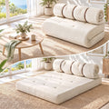Convertible Roll-Up Sofa Bed Sleeper Chair Fold-Out Floor Lounge - White