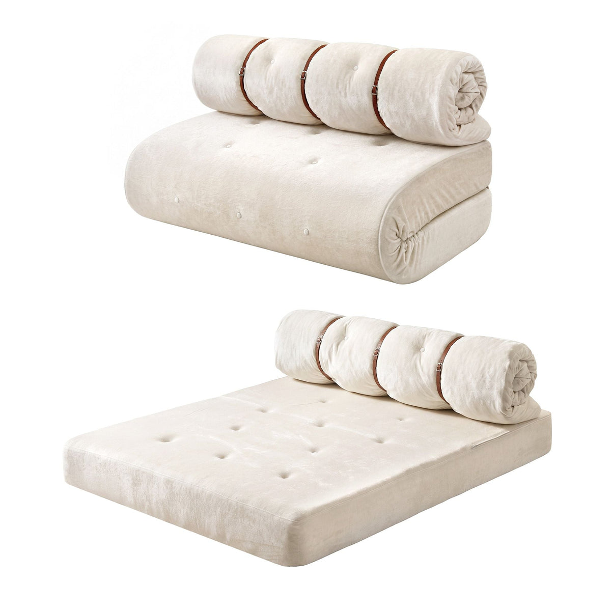 Convertible Roll-Up Sofa Bed Sleeper Chair Fold-Out Floor Lounge - White - Furniture > Sofas > Sofas & Sofa Beds - Rivercity House & Home Co. (ABN 18 642 972 209) - Affordable Modern Furniture Australia