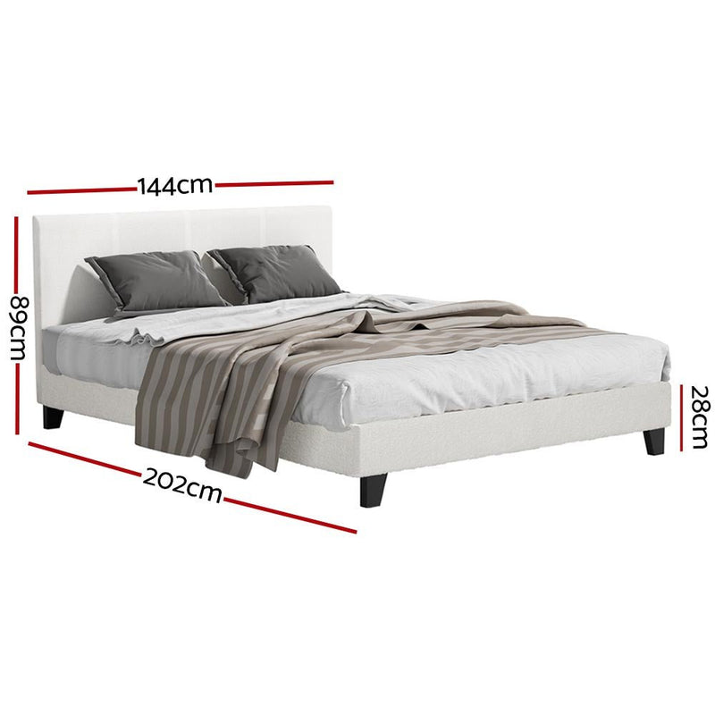 Coogee Double Bed Frame Cuddly White Bouclé - Furniture > Bedroom - Rivercity House & Home Co. (ABN 18 642 972 209) - Affordable Modern Furniture Australia