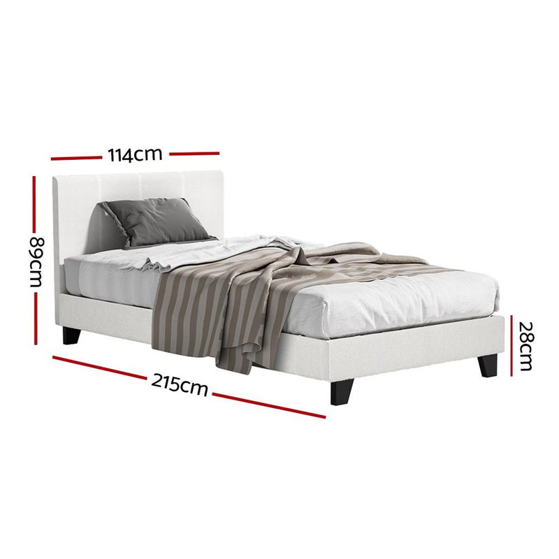 Coogee King Single Bed Frame Cuddly White Bouclé - Furniture > Bedroom - Rivercity House & Home Co. (ABN 18 642 972 209) - Affordable Modern Furniture Australia