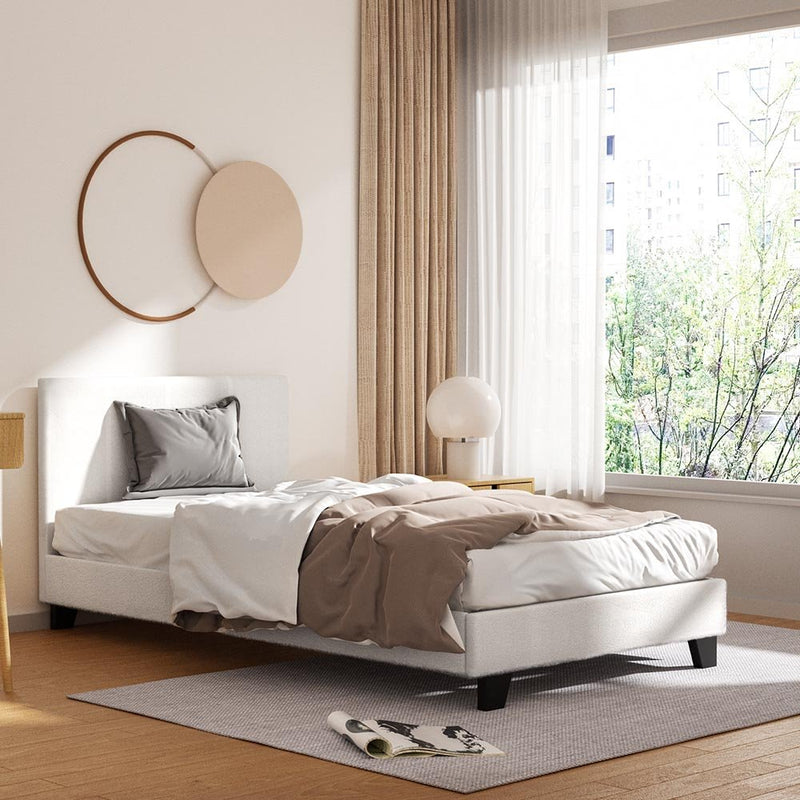 Coogee King Single Bed Frame Cuddly White Bouclé - Furniture > Bedroom - Rivercity House & Home Co. (ABN 18 642 972 209) - Affordable Modern Furniture Australia