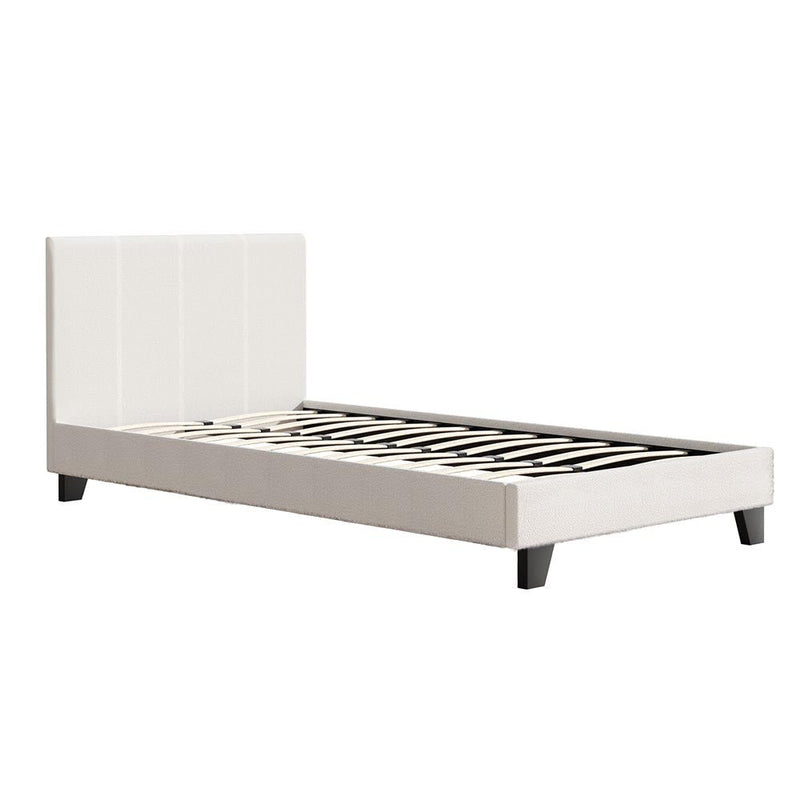 Coogee King Single Bed Frame Cuddly White Bouclé - Furniture > Bedroom - Rivercity House & Home Co. (ABN 18 642 972 209) - Affordable Modern Furniture Australia