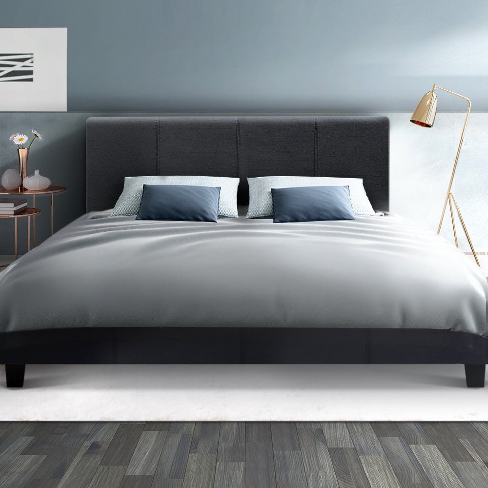 Coogee Queen Bed Base Charcoal - Rivercity House & Home Co. (ABN 18 642 972 209) - Affordable Modern Furniture Australia