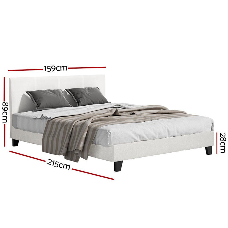 Coogee Queen Bed Frame Cuddly White Bouclé - Furniture > Bedroom - Rivercity House & Home Co. (ABN 18 642 972 209) - Affordable Modern Furniture Australia