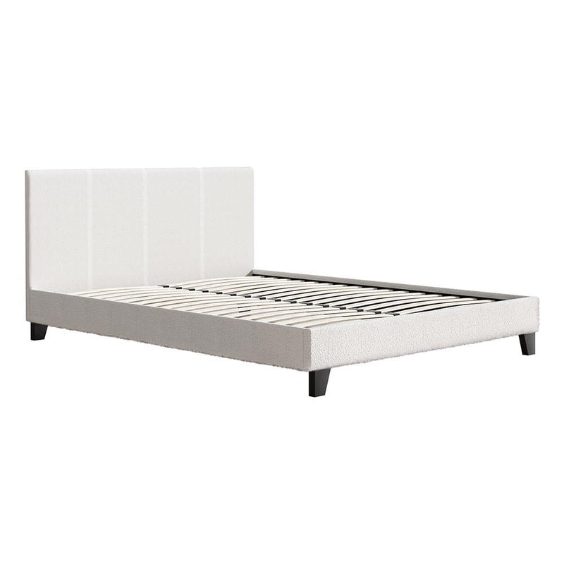 Coogee Queen Bed Frame Cuddly White Bouclé - Furniture > Bedroom - Rivercity House & Home Co. (ABN 18 642 972 209) - Affordable Modern Furniture Australia