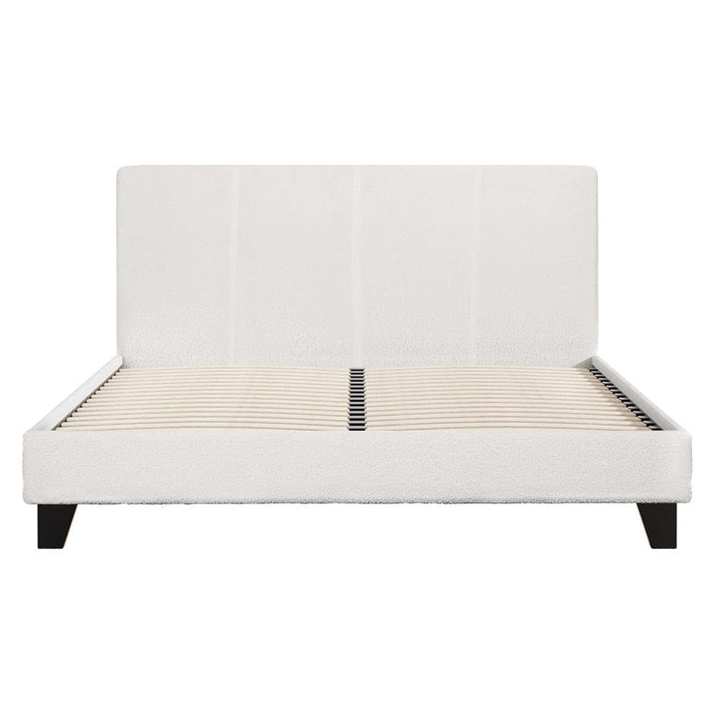 Coogee Queen Bed Frame Cuddly White Bouclé - Furniture > Bedroom - Rivercity House & Home Co. (ABN 18 642 972 209) - Affordable Modern Furniture Australia