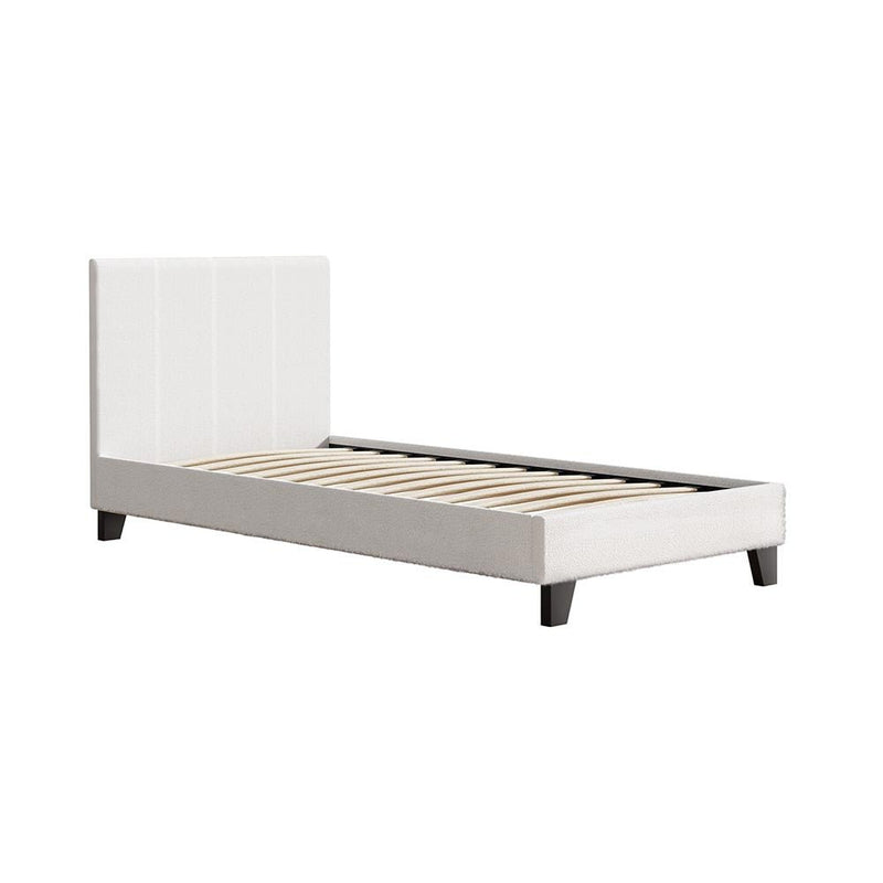 Coogee Single Bed Frame Cuddly White Bouclé - Furniture > Bedroom - Rivercity House & Home Co. (ABN 18 642 972 209) - Affordable Modern Furniture Australia