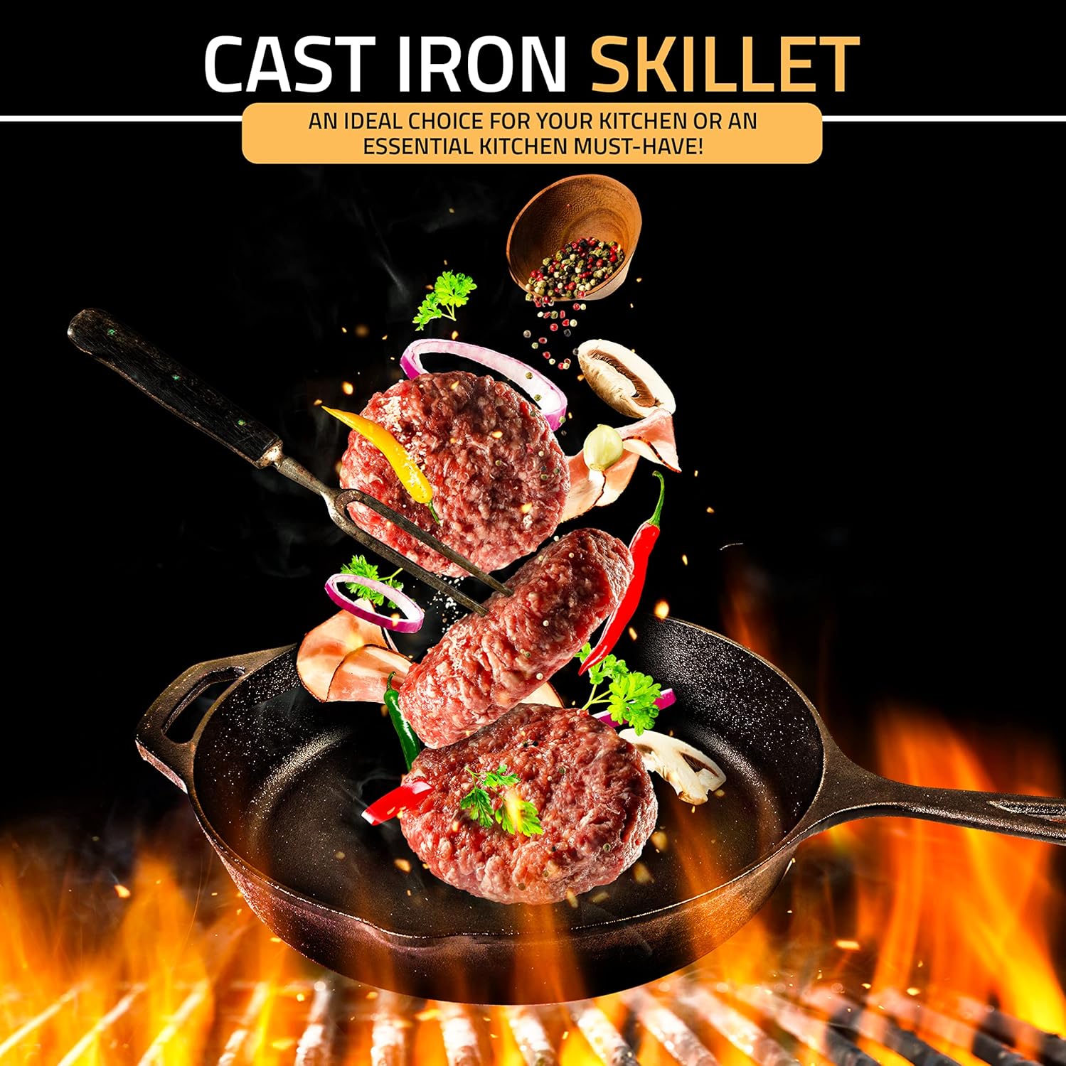 Cookware Sets Frying Cast Iron Pans Cast Iron Dish 30 CM - Home & Garden > Kitchenware > Skillets & Frying Pans - Rivercity House & Home Co. (ABN 18 642 972 209) - Affordable Modern Furniture Australia