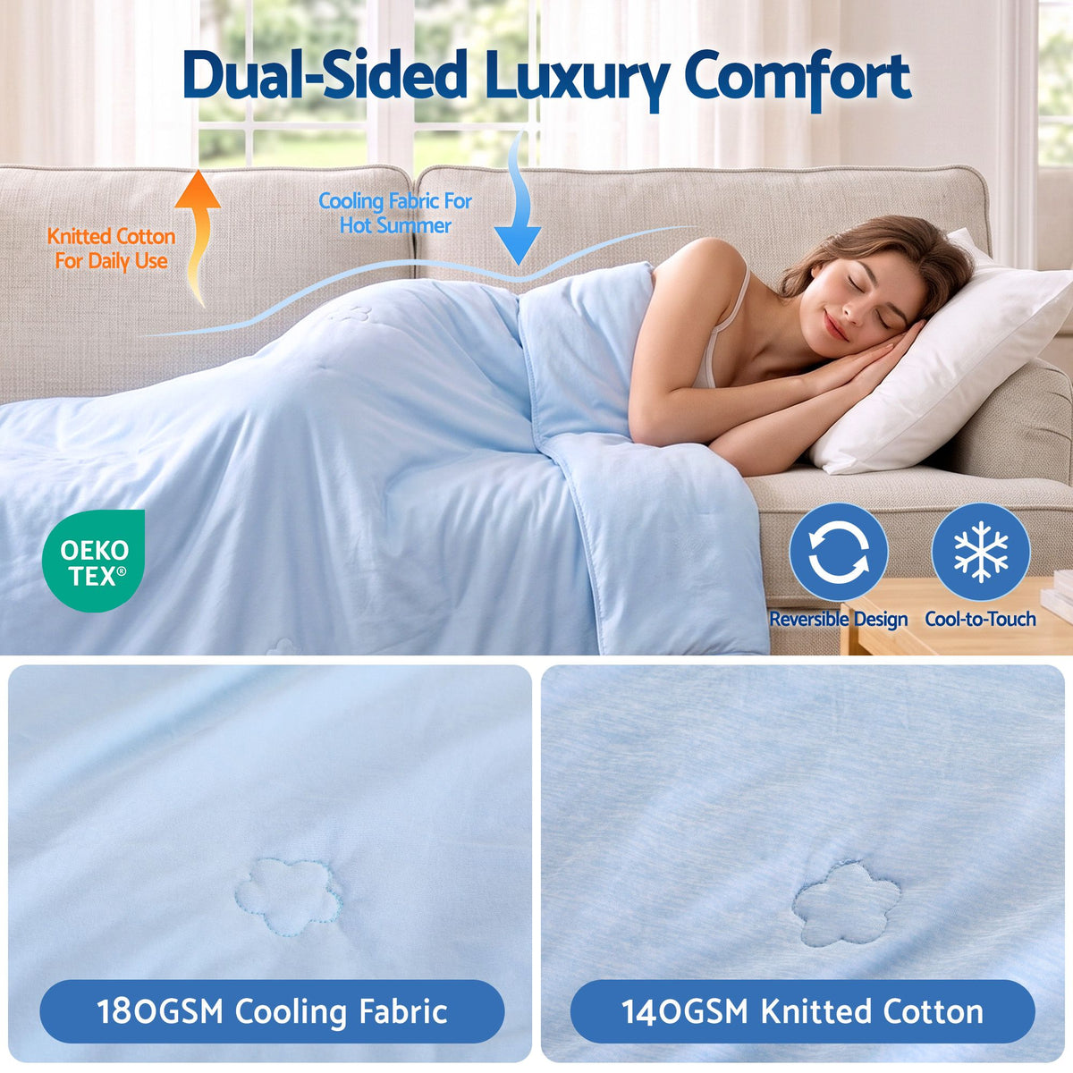 Cooling Blanket Queen Size 210cm x 210cm Double Sided Summer Quilt - Home & Garden > Bedding > Blankets & Throws - Rivercity House & Home Co. (ABN 18 642 972 209) - Affordable Modern Furniture Australia