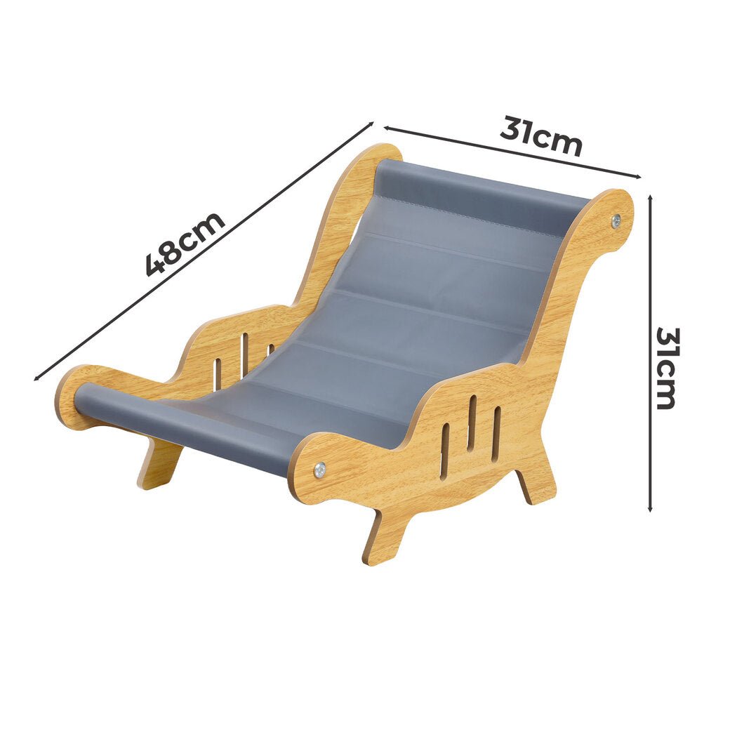 Cooling Cat Bed with Gel Sofa Lounger Elevated Indoor Chair - Light Wood & Grey - Rivercity House & Home Co. (ABN 18 642 972 209) - Affordable Modern Furniture Australia