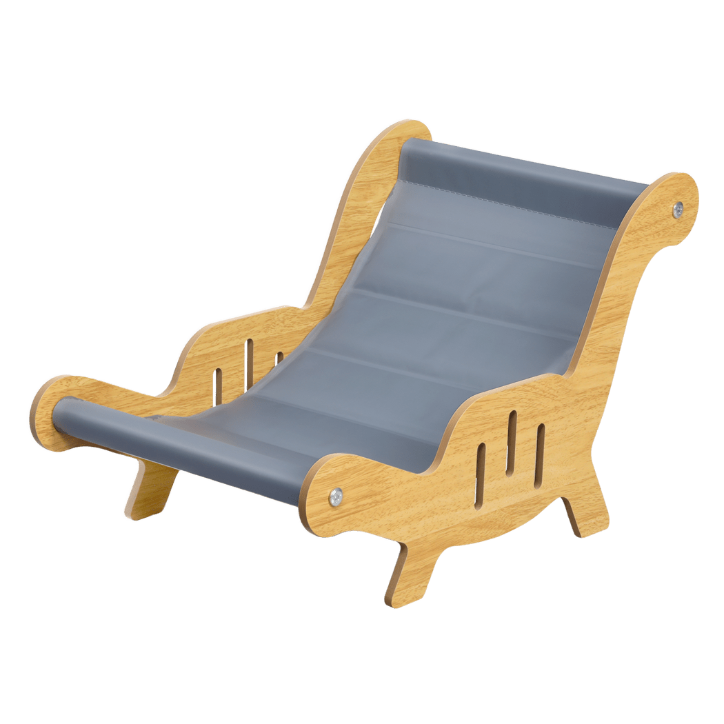 Cooling Cat Bed with Gel Sofa Lounger Elevated Indoor Chair - Light Wood & Grey - Rivercity House & Home Co. (ABN 18 642 972 209) - Affordable Modern Furniture Australia
