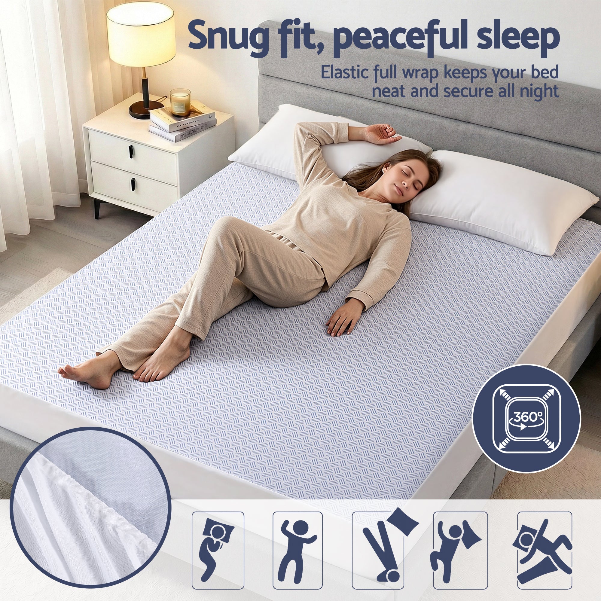 Cooling Mattress Protector Waterproof Deep Pocket Fitted Cover Double - Home & Garden > Bedding > Mattress Protectors - Rivercity House & Home Co. (ABN 18 642 972 209) - Affordable Modern Furniture Australia