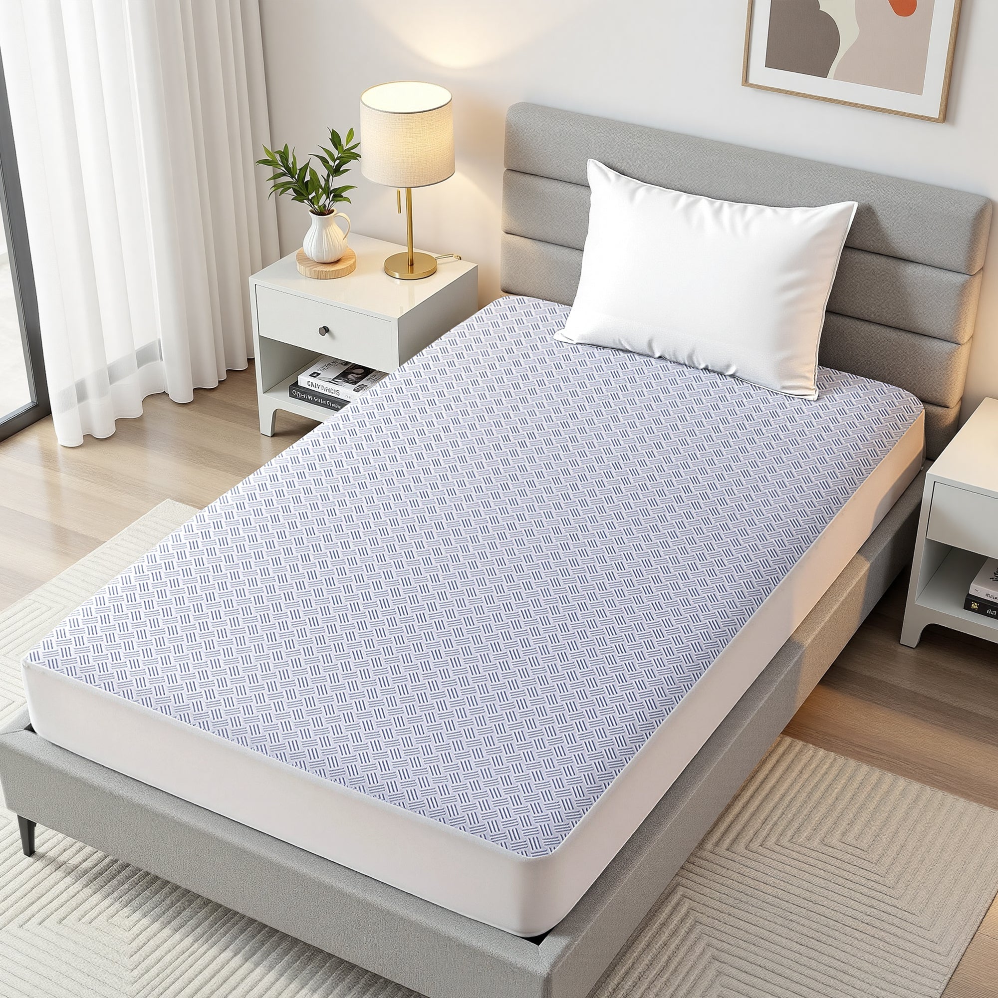 Cooling Mattress Protector Waterproof Deep Pocket Fitted Cover King Single - Home & Garden > Bedding > Mattress Protectors - Rivercity House & Home Co. (ABN 18 642 972 209) - Affordable Modern Furniture Australia