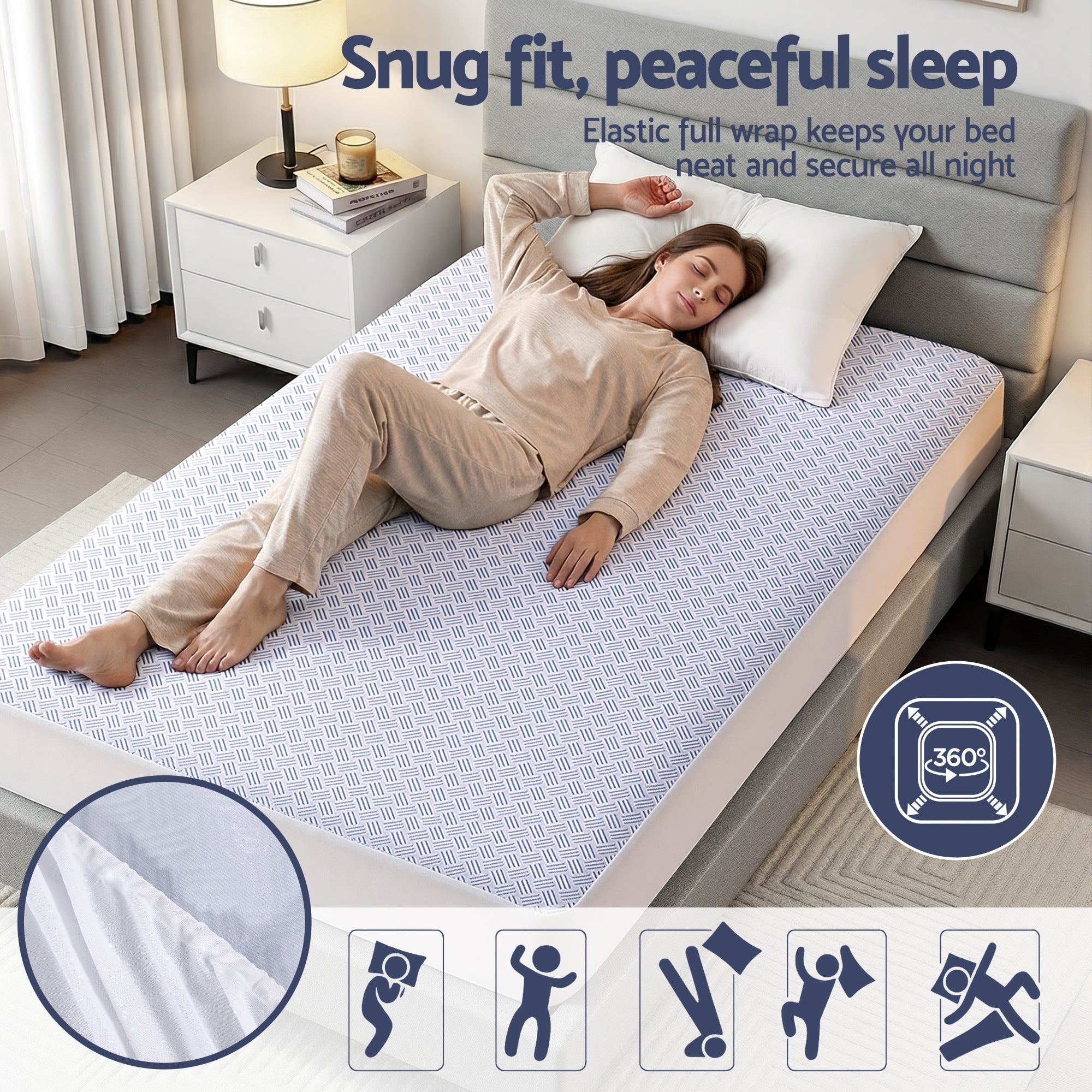 Cooling Mattress Protector Waterproof Deep Pocket Fitted Cover Single - Home & Garden > Bedding > Mattress Protectors - Rivercity House & Home Co. (ABN 18 642 972 209) - Affordable Modern Furniture Australia