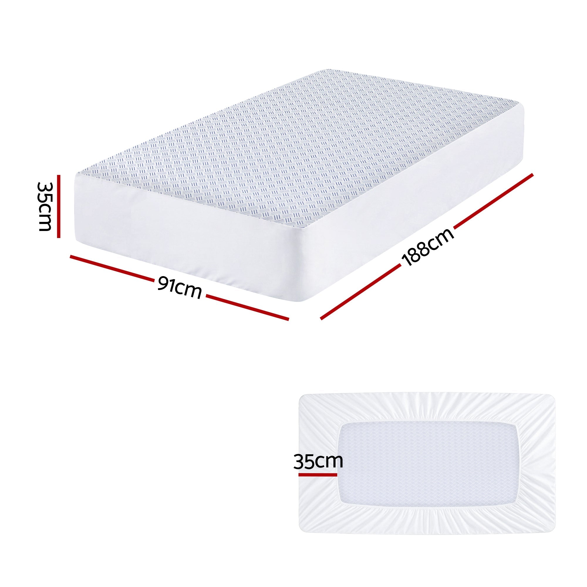 Cooling Mattress Protector Waterproof Deep Pocket Fitted Cover Single - Home & Garden > Bedding > Mattress Protectors - Rivercity House & Home Co. (ABN 18 642 972 209) - Affordable Modern Furniture Australia