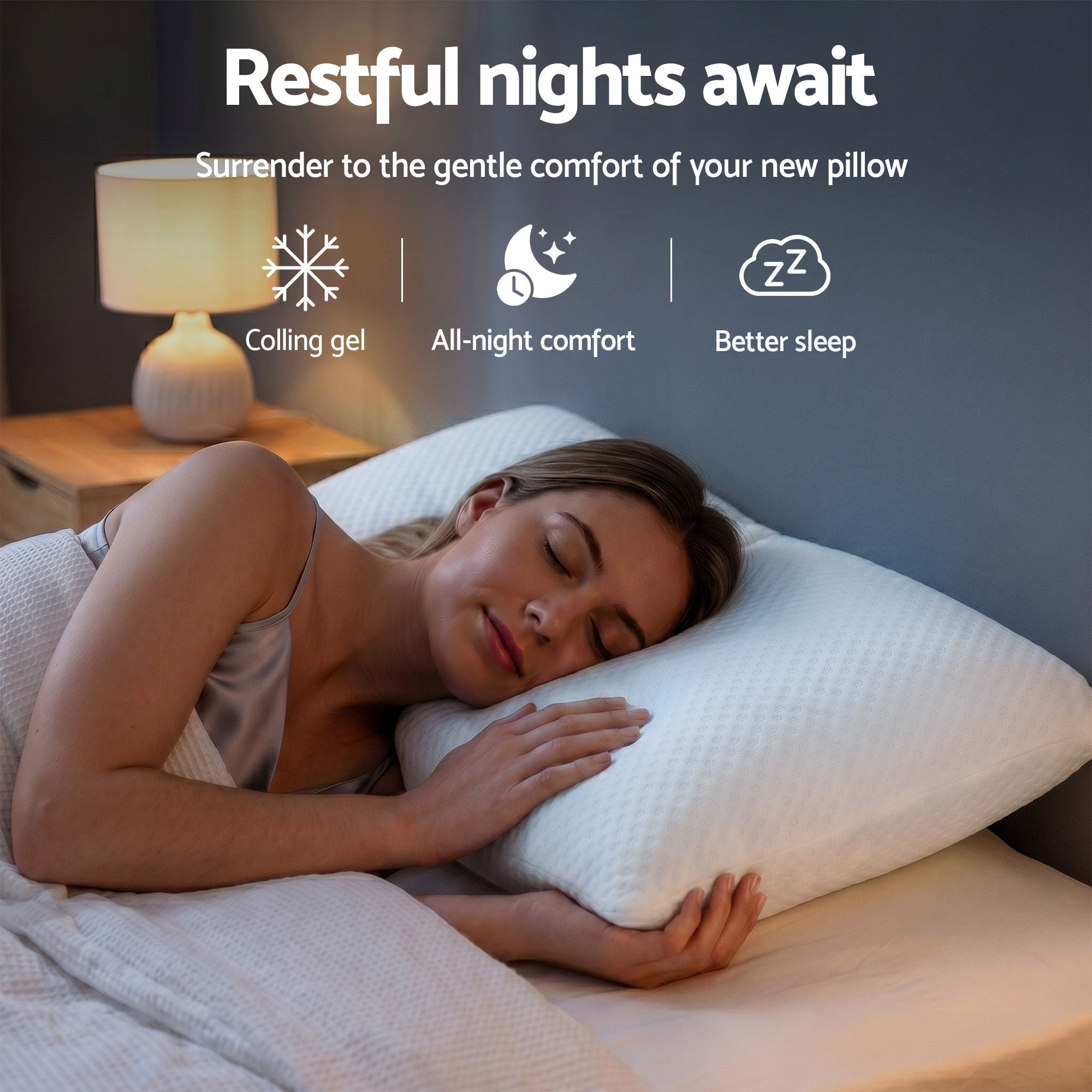 Cooling Memory Foam Pillow Pillows 1 Pack, Anti-Flattening Bed Pillows for Hot Sleepers, Adjustable Shredded Gel Side Sleeper Pillow for Neck Support, Washable Cover, 72x50x15cm - Home & Garden > Bedding > Pillows - Rivercity House & Home Co. (ABN 18 642 972 209) - Affordable Modern Furniture Australia