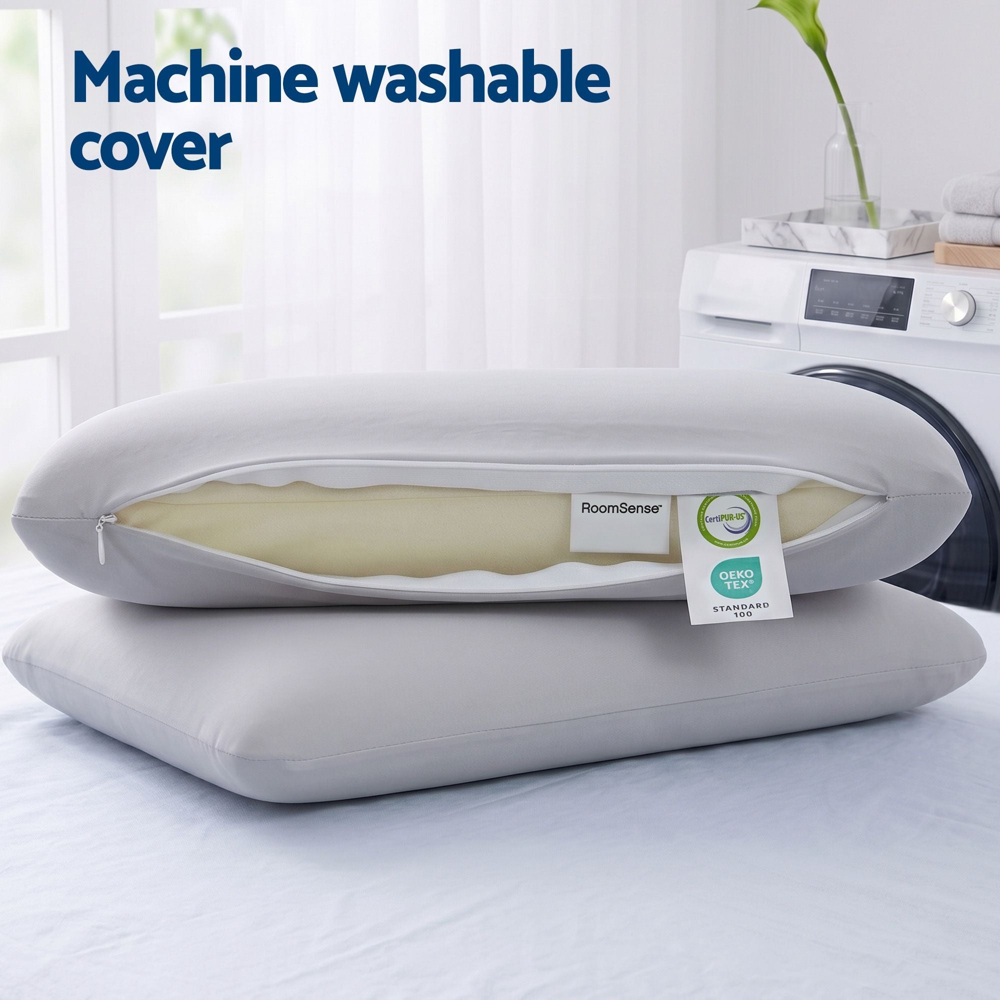 Cooling Memory Foam Pillows for Sleeping, Anti-Clumping Solid Core Bed Pillows for Hot Sleepers, Supportive Side Sleeper Pillow, Washable Cover Queen Size 1 Pack, 70x40x10cm - Home & Garden > Bedding > Pillows - Rivercity House & Home Co. (ABN 18 642 972 209) - Affordable Modern Furniture Australia