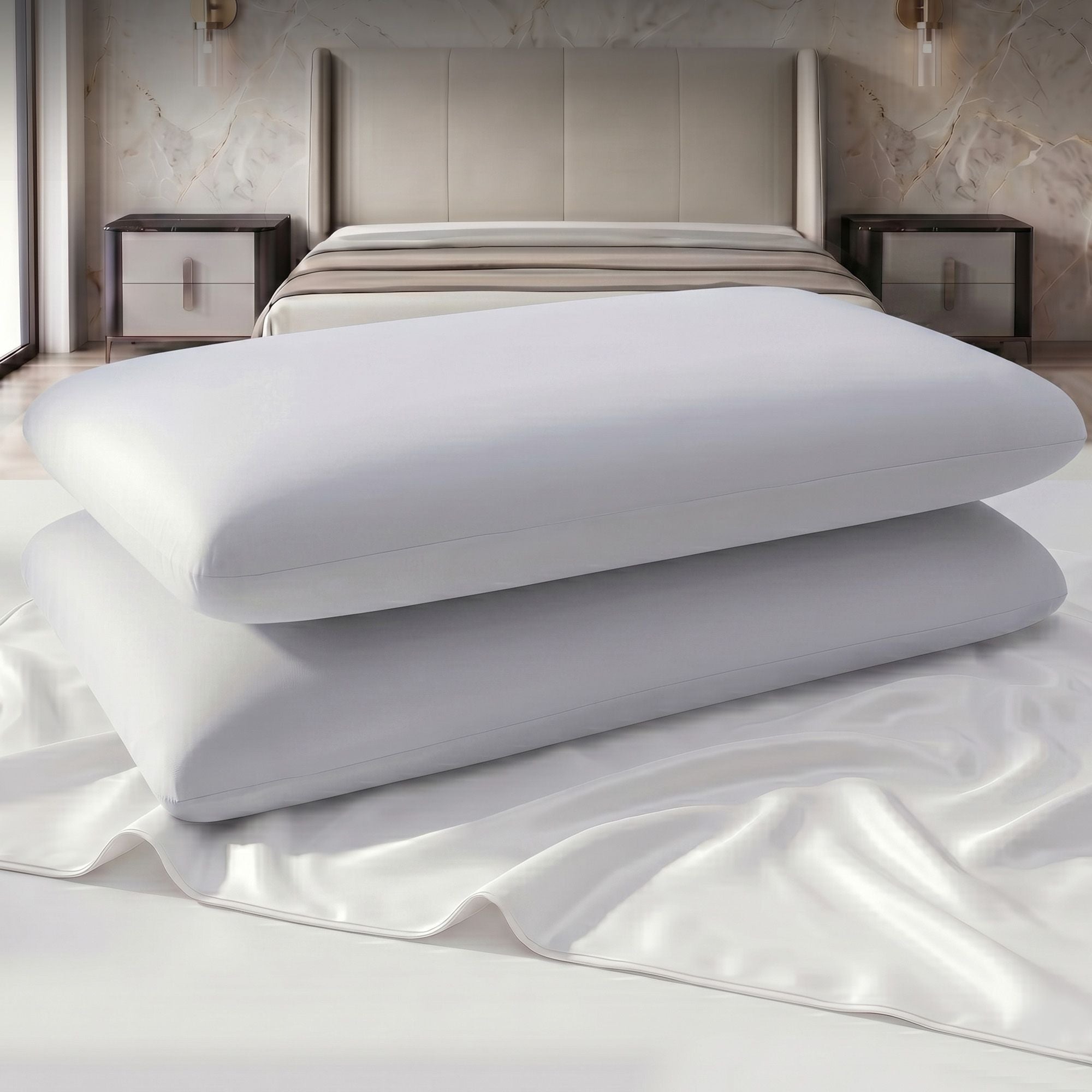 Cooling Memory Foam Pillows for Sleeping, Anti-Clumping Solid Core Bed Pillows for Hot Sleepers, Supportive Side Sleeper Pillow, Washable Cover Queen Size 1 Pack, 70x40x10cm - Home & Garden > Bedding > Pillows - Rivercity House & Home Co. (ABN 18 642 972 209) - Affordable Modern Furniture Australia