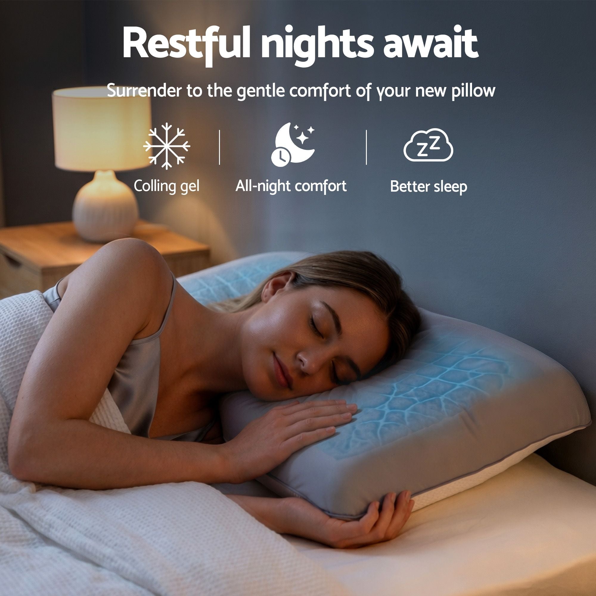 Cooling Memory Foam Pillows Queen Size 1 Pack, Dual-Sided Bed Pillows for Hot Sleepers, 55D Solid Core Side Sleeper Pillow for Neck Support, Washable, 65x40x14cm - Home & Garden > Bedding > Pillows - Rivercity House & Home Co. (ABN 18 642 972 209) - Affordable Modern Furniture Australia