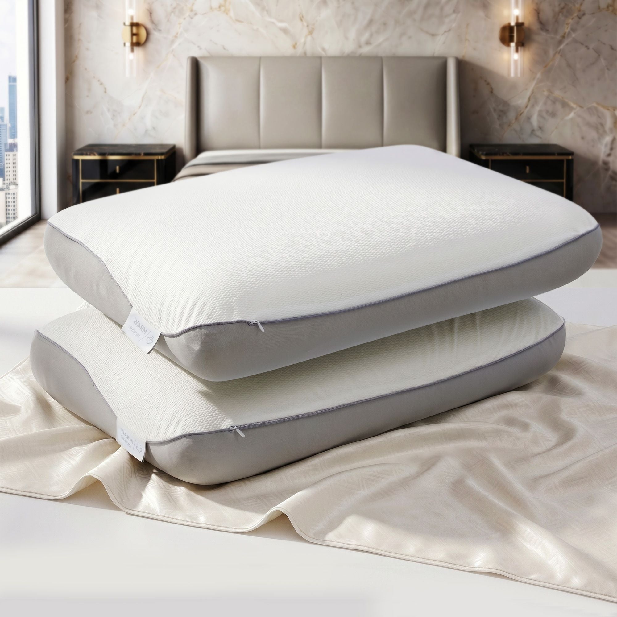 Cooling Memory Foam Pillows Queen Size 1 Pack, Dual-Sided Bed Pillows for Hot Sleepers, 55D Solid Core Side Sleeper Pillow for Neck Support, Washable, 65x40x14cm - Home & Garden > Bedding > Pillows - Rivercity House & Home Co. (ABN 18 642 972 209) - Affordable Modern Furniture Australia