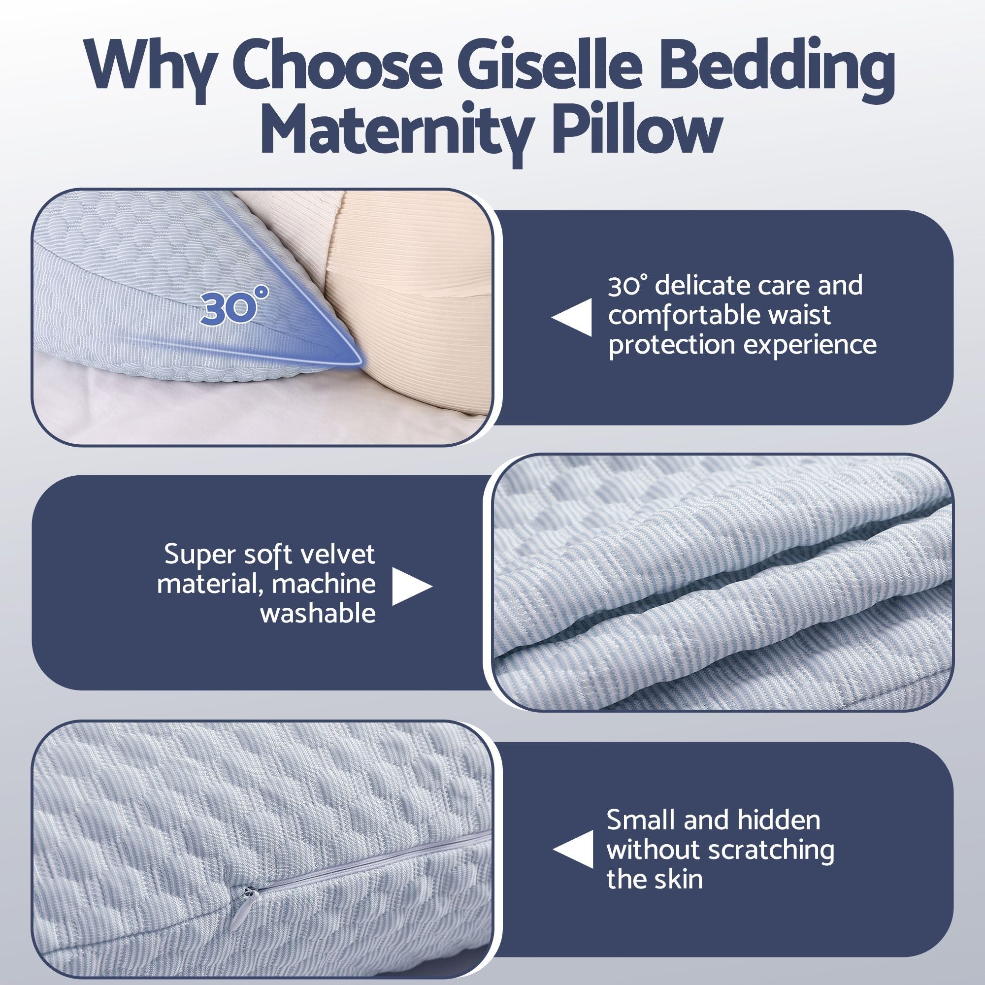 Cooling Pregnancy Adjustable Maternity Body Pillow 37x87 cm - Blue - Home & Garden > Bedding > Pillows - Rivercity House & Home Co. (ABN 18 642 972 209) - Affordable Modern Furniture Australia