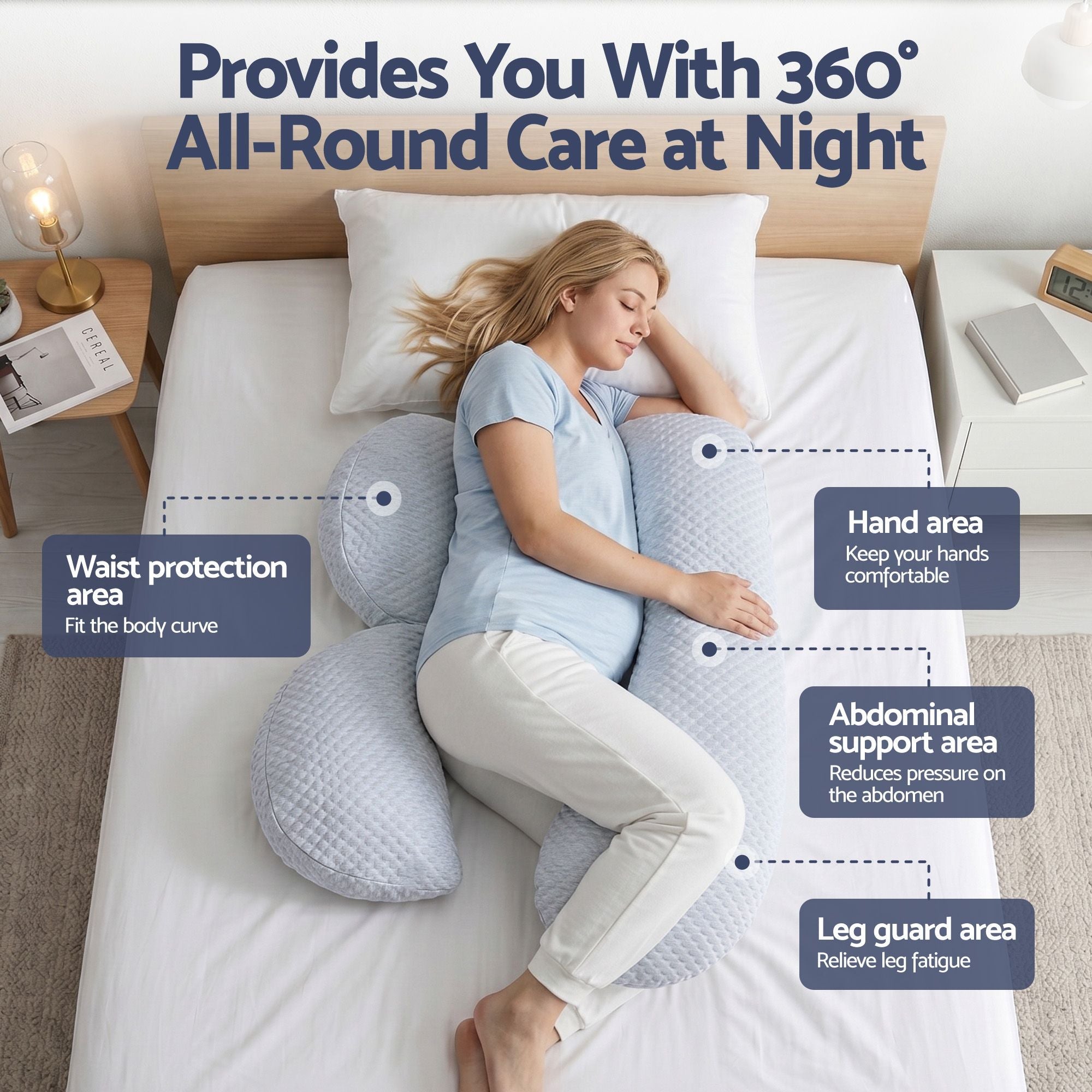 Cooling Pregnancy Adjustable Maternity Body Pillow 37x87 cm - Blue - Home & Garden > Bedding > Pillows - Rivercity House & Home Co. (ABN 18 642 972 209) - Affordable Modern Furniture Australia