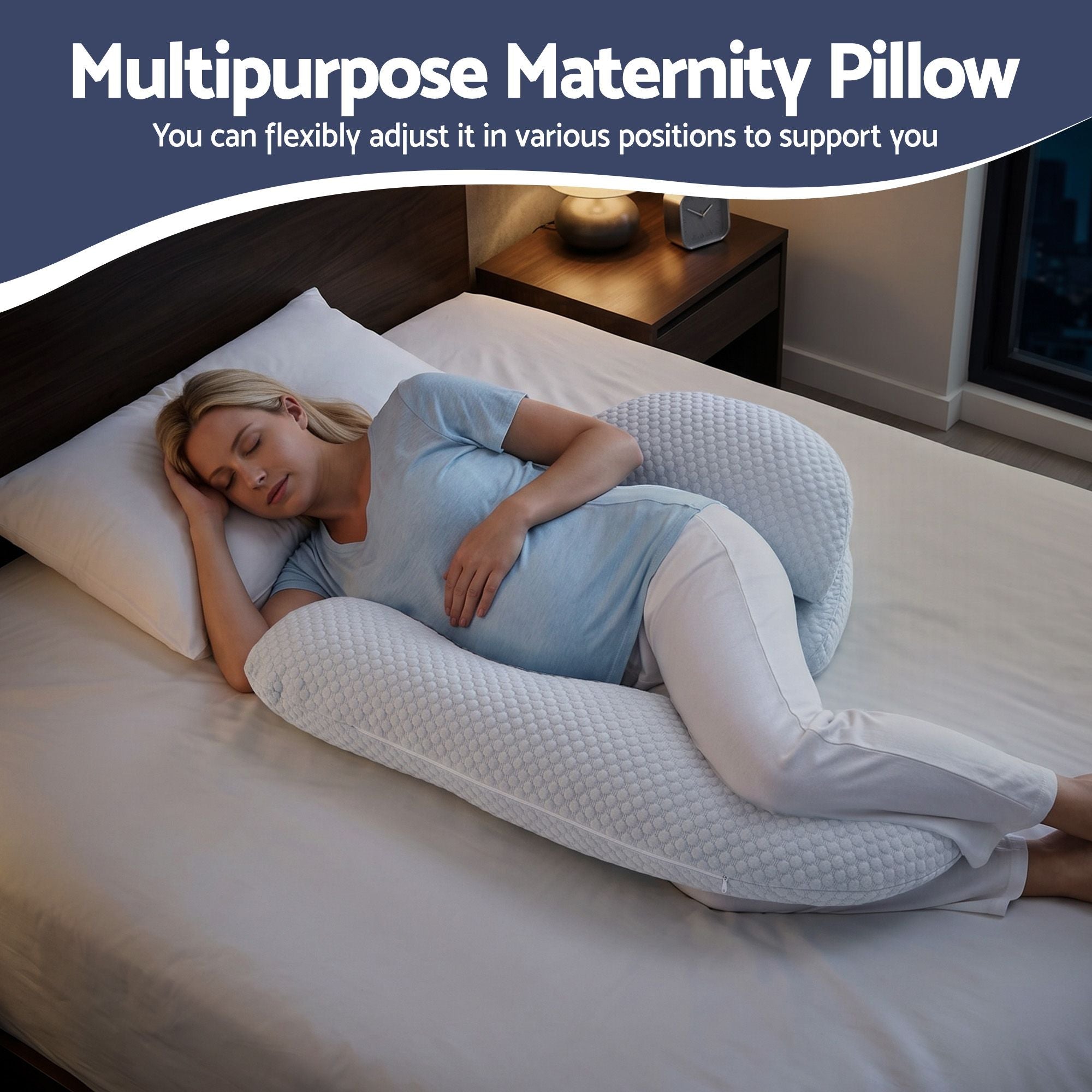 Cooling Pregnancy Adjustable Maternity Body Pillow 37x87 cm - Blue - Home & Garden > Bedding > Pillows - Rivercity House & Home Co. (ABN 18 642 972 209) - Affordable Modern Furniture Australia