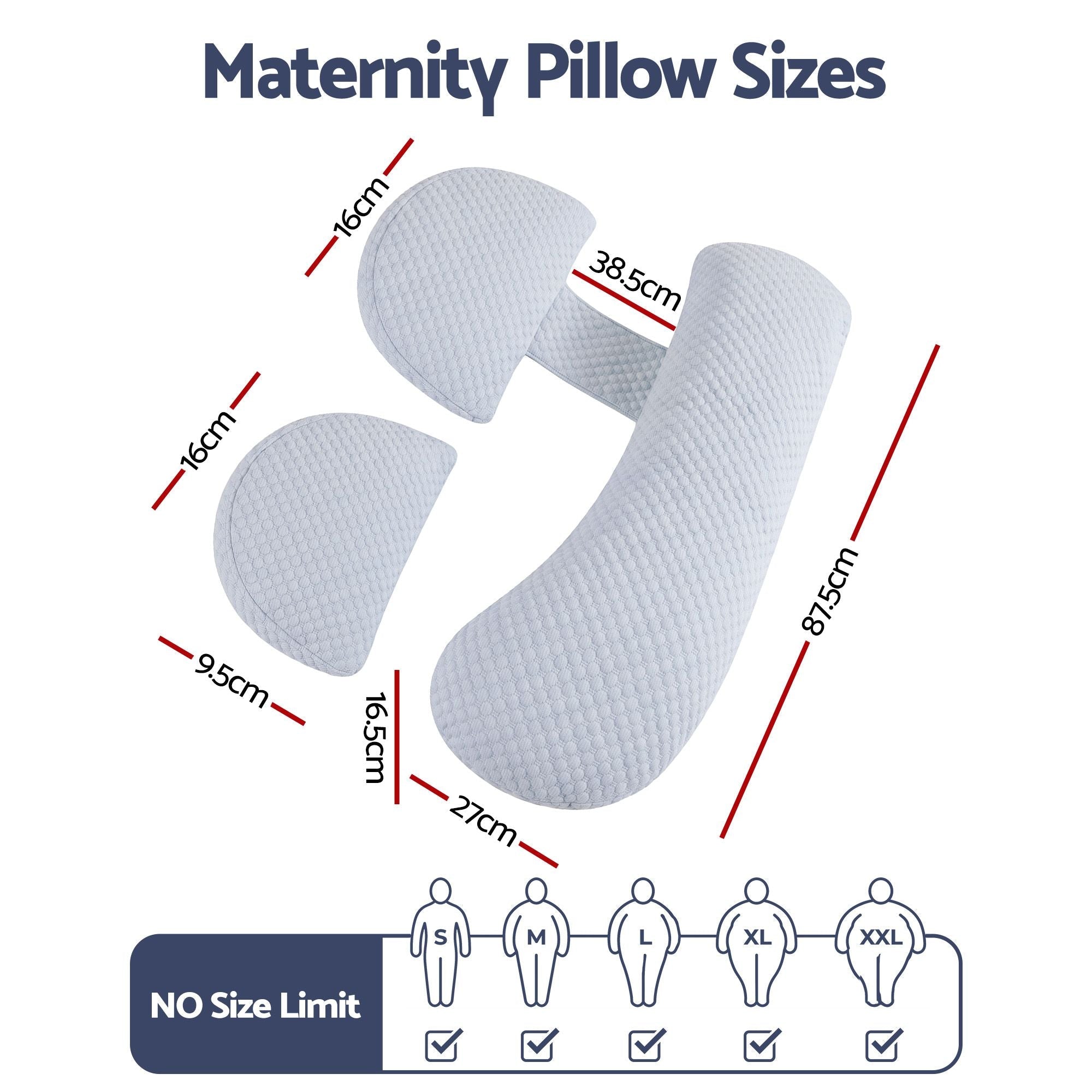 Cooling Pregnancy Adjustable Maternity Body Pillow 37x87 cm - Blue - Home & Garden > Bedding > Pillows - Rivercity House & Home Co. (ABN 18 642 972 209) - Affordable Modern Furniture Australia