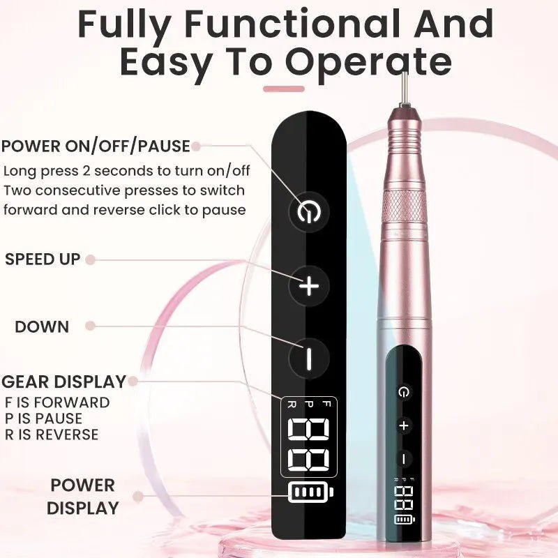 Cordless Nail Drill Kit 35000RPM LED - Pink - Occasions > Wedding Accessories > Other Wedding Decorations - Rivercity House & Home Co. (ABN 18 642 972 209) - Affordable Modern Furniture Australia