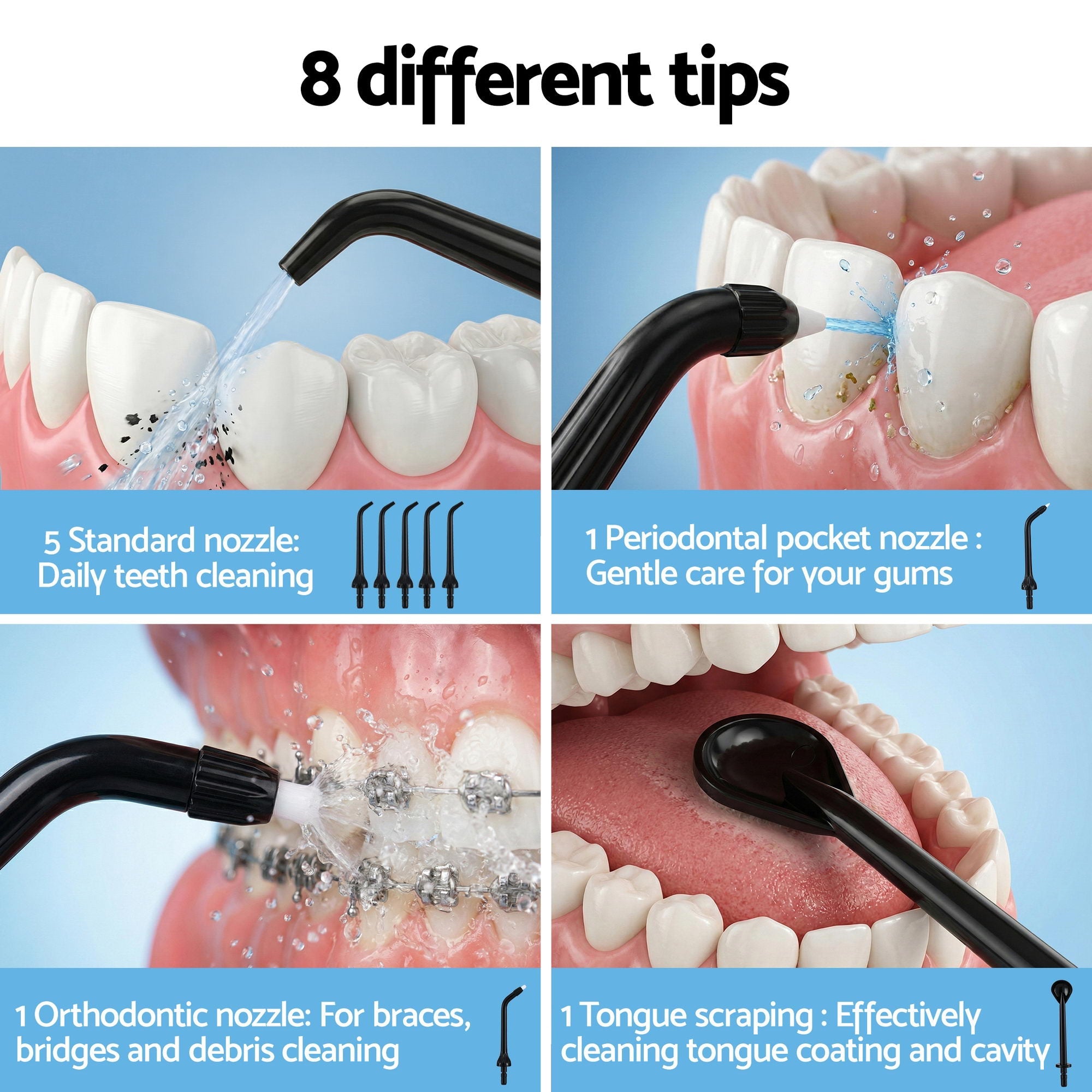 Cordless Water Flosser Dental Oral Irrigator Black - Health & Beauty > Personal Care > Oral Care - Rivercity House & Home Co. (ABN 18 642 972 209) - Affordable Modern Furniture Australia