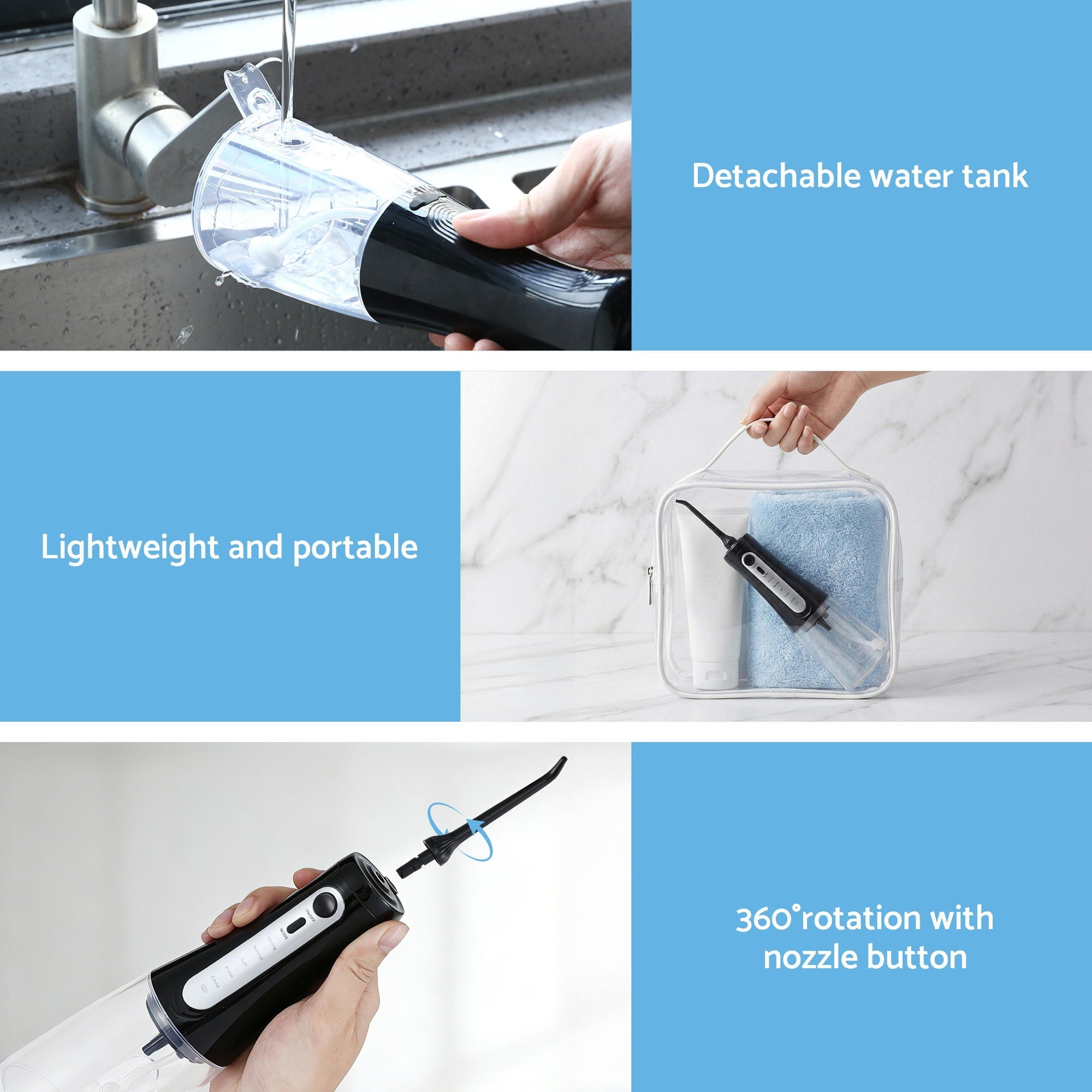 Cordless Water Flosser Dental Oral Irrigator Black - Health & Beauty > Personal Care > Oral Care - Rivercity House & Home Co. (ABN 18 642 972 209) - Affordable Modern Furniture Australia