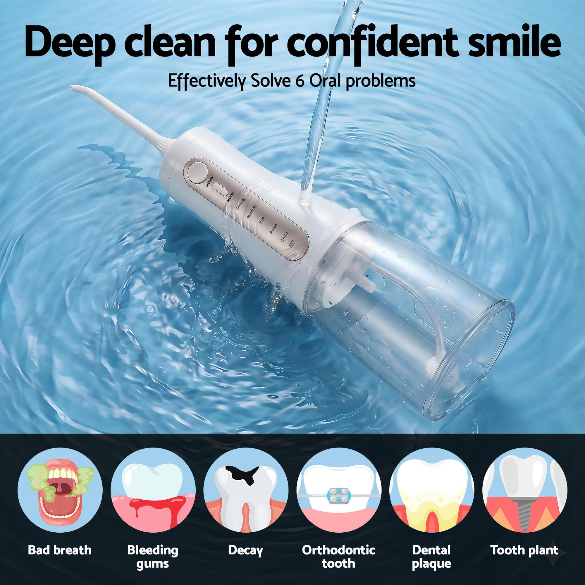Cordless Water Flosser Dental Oral Irrigator White - Health & Beauty > Personal Care > Oral Care - Rivercity House & Home Co. (ABN 18 642 972 209) - Affordable Modern Furniture Australia