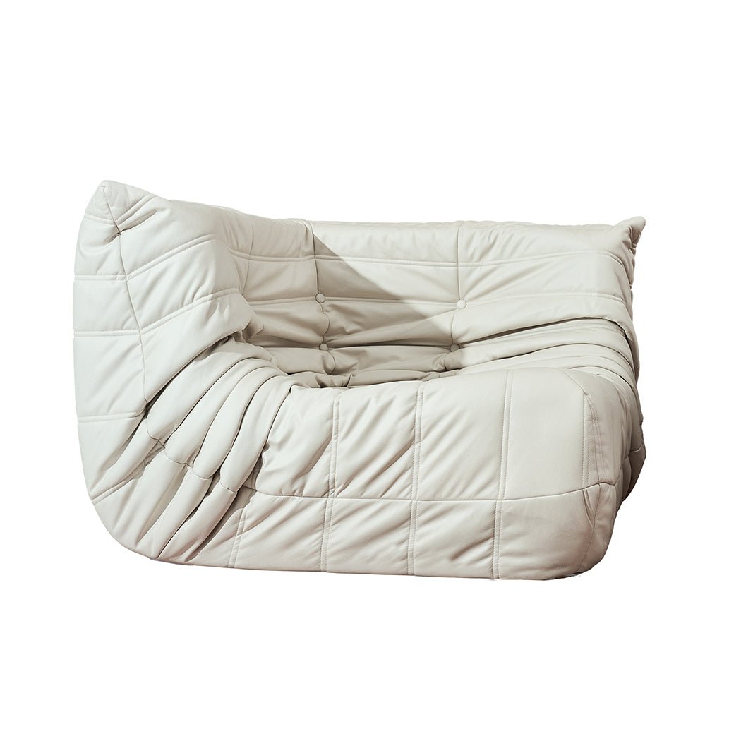 Corner Caterpillar Floor Sofa with Quilted Design - Beige - Rivercity House & Home Co. (ABN 18 642 972 209) - Affordable Modern Furniture Australia