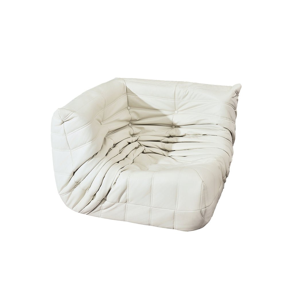 Corner Caterpillar Floor Sofa with Quilted Design - Beige - Rivercity House & Home Co. (ABN 18 642 972 209) - Affordable Modern Furniture Australia