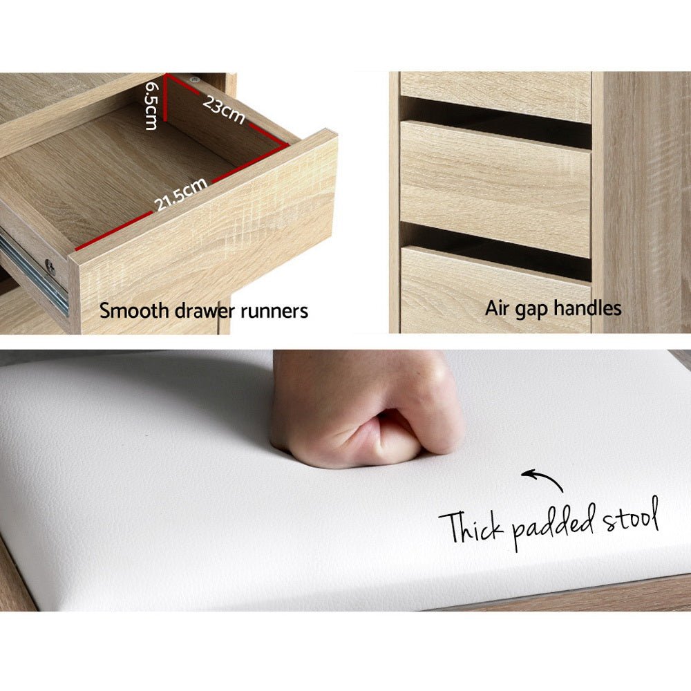 Corner Dressing Table With Mirror Oak - Rivercity House & Home Co. (ABN 18 642 972 209) - Affordable Modern Furniture Australia