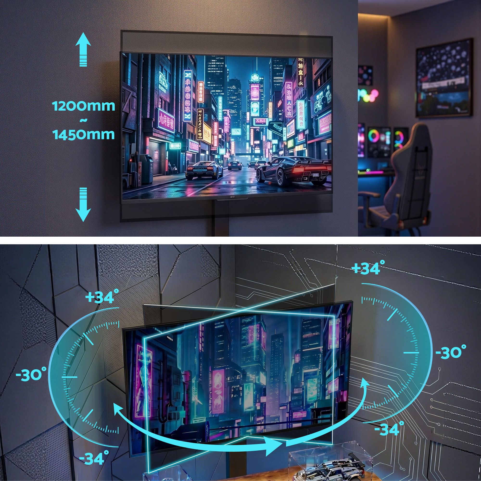 Corner TV Stand 32 - 70" w/ Mount LED Lights & Power Outlet Space Saving - Furniture > Living Room > TV Units - Rivercity House & Home Co. (ABN 18 642 972 209) - Affordable Modern Furniture Australia