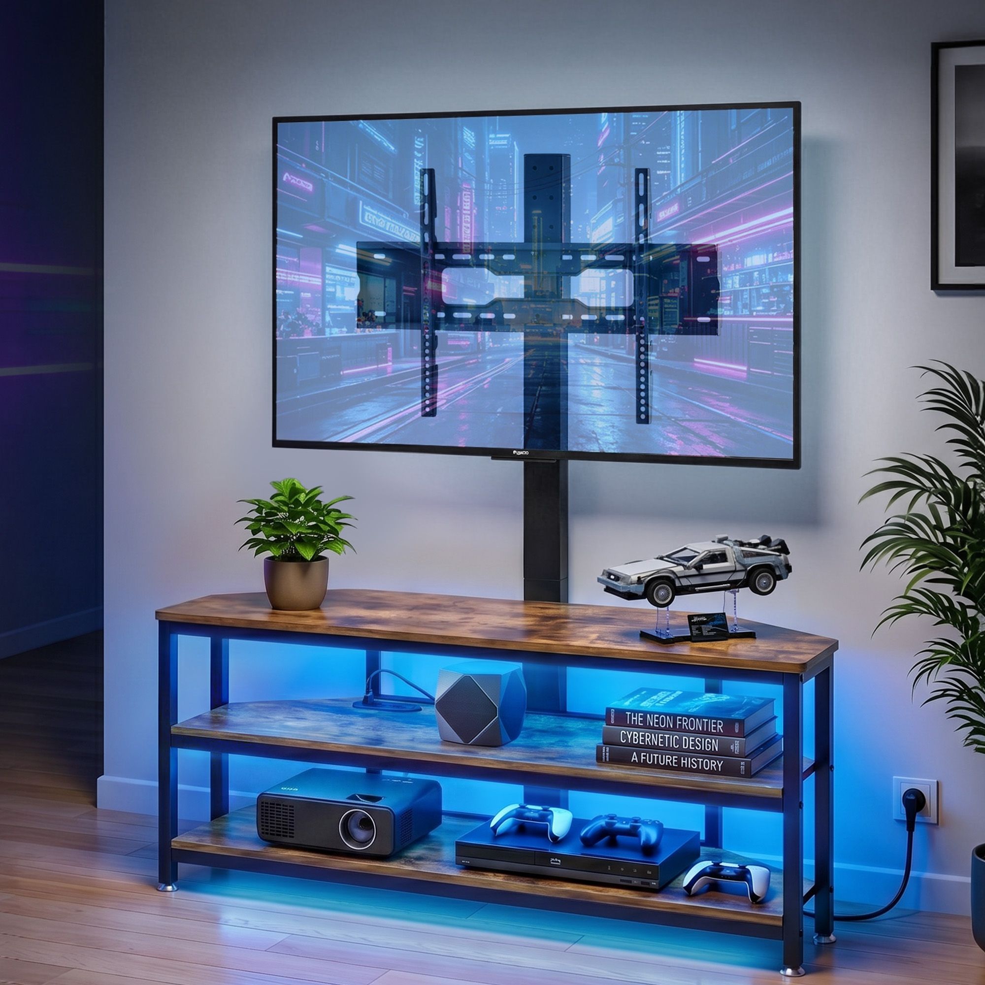 Corner TV Stand 32 - 70" w/ Mount LED Lights & Power Outlet Space Saving - Furniture > Living Room > TV Units - Rivercity House & Home Co. (ABN 18 642 972 209) - Affordable Modern Furniture Australia