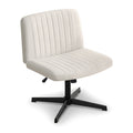 Criss Cross Wide Fabric Office Desk Vanity Chair with Adjustable Height and Swivel - Beige