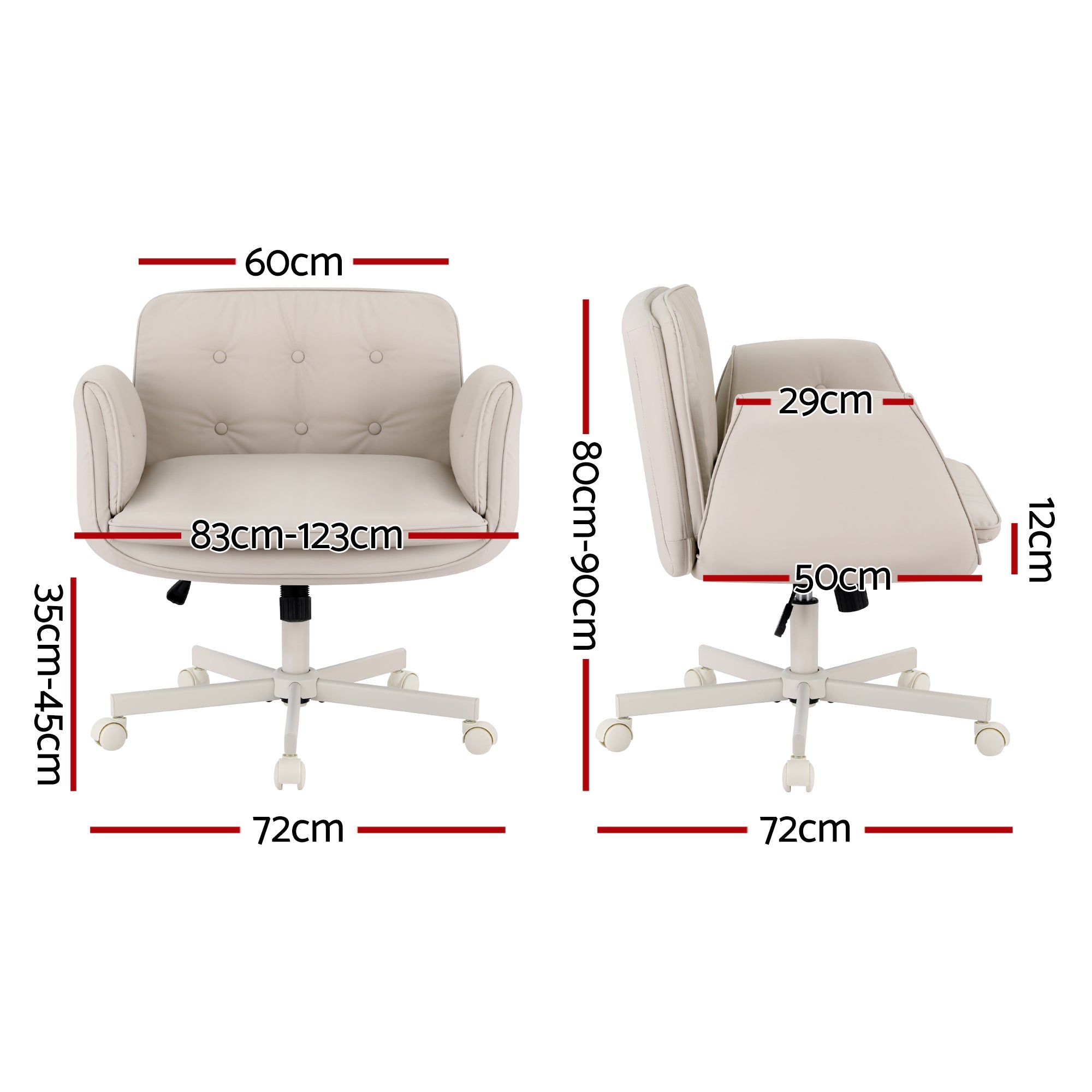 Criss Cross Chair with Wheels & Adjustable Armrests, Ergonomic Cross Legged Office Desk Chair PU Leather Vanity Chair Swivel for Home, Make Up, Bedroom, Computer, Beige - Furniture > Office > Office & Desk Chairs - Rivercity House & Home Co. (ABN 18 642 972 209) - Affordable Modern Furniture Australia