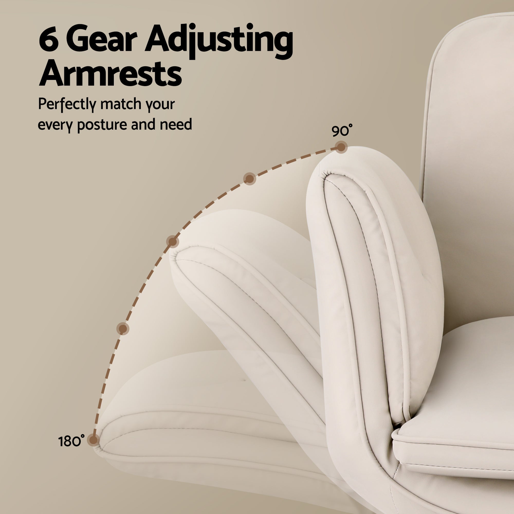 Criss Cross Chair with Wheels & Adjustable Armrests, Ergonomic Cross Legged Office Desk Chair PU Leather Vanity Chair Swivel for Home, Make Up, Bedroom, Computer, Beige - Furniture > Office > Office & Desk Chairs - Rivercity House & Home Co. (ABN 18 642 972 209) - Affordable Modern Furniture Australia