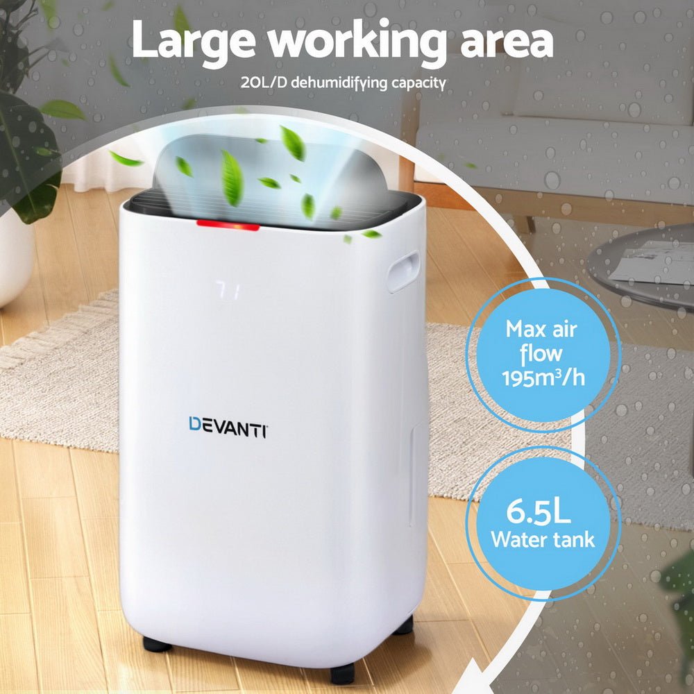 Dehumidifier 20L Air Purifier White - Appliances > Aroma Diffusers & Humidifiers > Dehumidifiers - Rivercity House & Home Co. (ABN 18 642 972 209) - Affordable Modern Furniture Australia